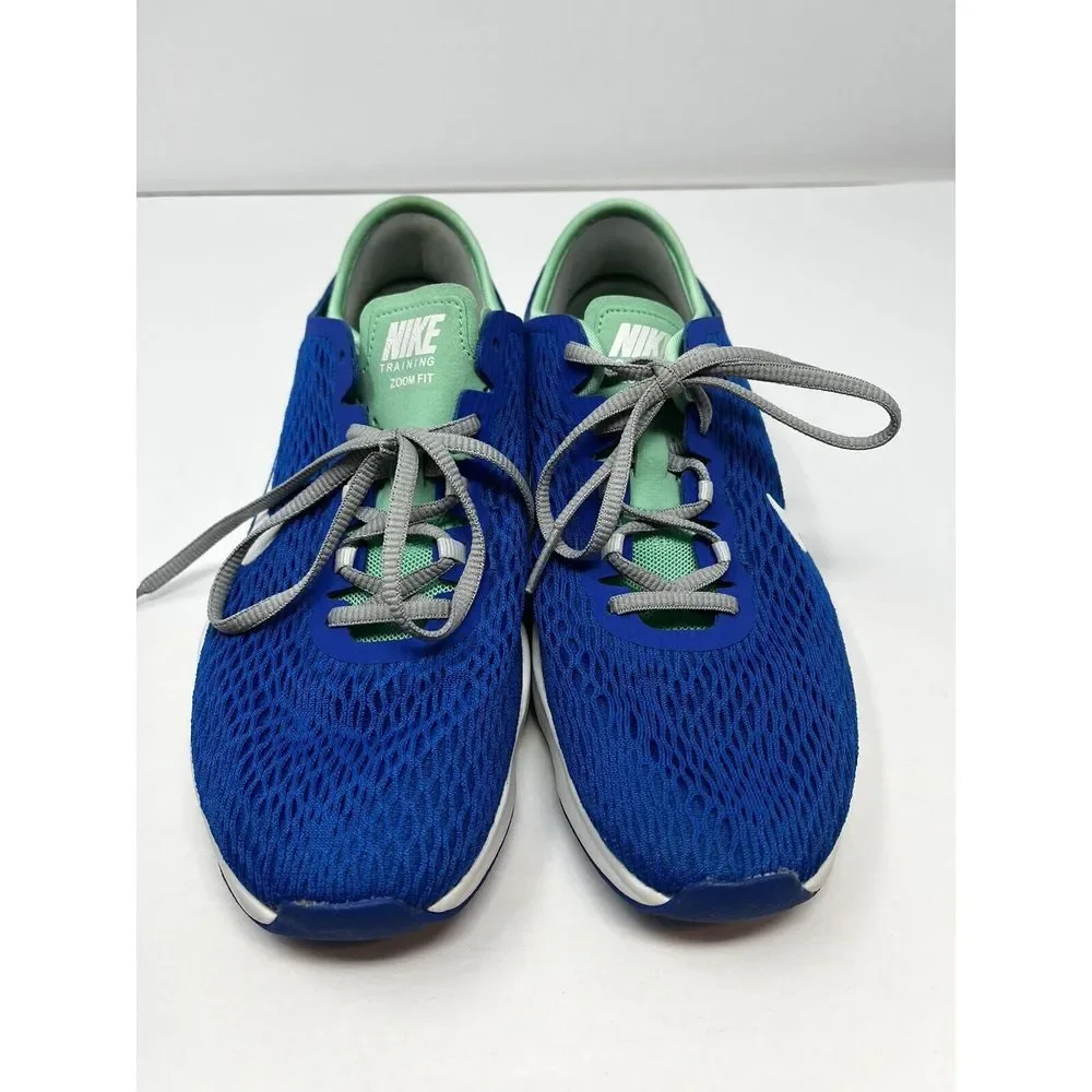 Nike Womens Size 6 Blue White Green Zoom Fit Training Sneakers 704658-401‎